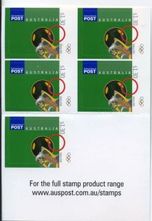 Australia-2008-Beijing-2008-Olympic-Stamps-5-x-1-3-dollar-Multi-Pdie-cut-Booklets-of-5-also-available-in-50c-5159-style-and-1-30-5161-style-SG