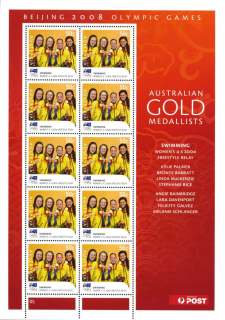 Australia-2008-Beijing-Olympics-2008-Australian-Gold-Medallists-10-x-50-cents-Multi-P14-4-x-14-Swimming