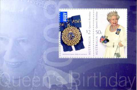 Australia-2008-Birthday-Queen-Elizabeth-II-2-5-dollar-Multi-P14-6-x-13-86-Sheet-with-one-each-5110-and-5111-SGMS2990