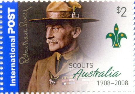 Australia-2008-Centenary-of-Scouting-in-Australia-2-dollar-Multi-P13-86-x-13-86-Portrait-Lord-Baden-Powell-and-Australian-Scout-logo-SG2919