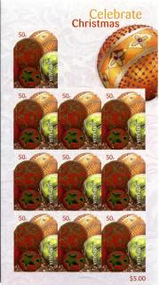 Australia-2008-Christmas-2008-10-x-50-cent-Multi-P14-6-x-13-86-10-x-Bauble-design-sheet-stamps-with-varnish-applied