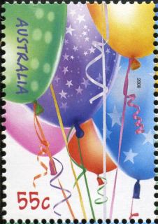 Australia-2008-For-Every-Occasion-55-cents-Multi-P14-6-x-13-86-Balloons-SG3074