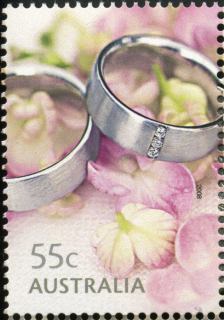 Australia-2008-For-Every-Occasion-55-cents-Multi-P14-6-x-13-86-Silver-Wedding-bands-SG3070