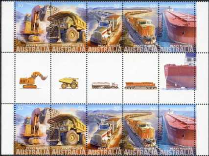 Australia-2008-Heavy-Haulers-from-Extractive-Industries-10-x-50-cent-Multi-P14-6-x-13-86-Decorative-gutter-strip-with-different-image-between-pairs-SG