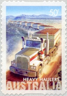 Australia-2008-Heavy-Haulers-from-Extractive-Industries-50-cent-Multi-Pself-adh-die-cut-Road-train