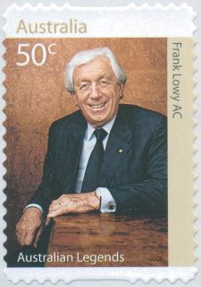 Australia-2008-Legends-of-Philanthropy-Legends-series-twelve-50-cent-Multi-PDie-cut-11-5-x-11-2-IDC-Frank-Lowy-AC-supermarkets-SG2914