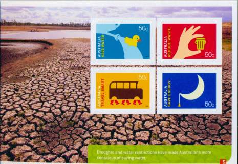 Australia-2008-Living-Green-4-x-50-cent-Multi-PDie-cut-4-self-adhesive-to-design-5140-to-5143-incl