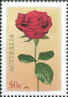 Australia-2008-Love-Blooms-Red-Rose-50-cent-Multi-P14-6-x-13-86-Sheet-stamp