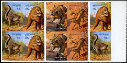 Australia-2008-Megafauna-large-extinct-Australian-creatures-10-x-55-cent-Multi-PDie-cut-Ten-self-adhesive-stamps-of-Genyornis