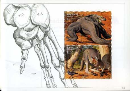 Australia-2008-Megafauna-large-extinct-Australian-creatures-2-x-1-1-dollar-Multi-P14-6-x-13-86-Numbers-5231-and-5232-SG