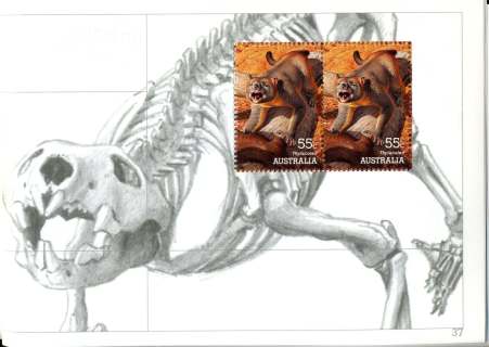 Australia-2008-Megafauna-large-extinct-Australian-creatures-2-x-55-cent-Multi-P14-6-x-13-86-Thylacoleo