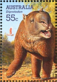 Australia-2008-Megafauna-large-extinct-Australian-creatures-55-cent-Multi-P14-6-x-13-86-Diprotodon