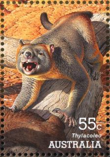 Australia-2008-Megafauna-large-extinct-Australian-creatures-55-cent-Multi-P14-6-x-13-86-Thylacoleo