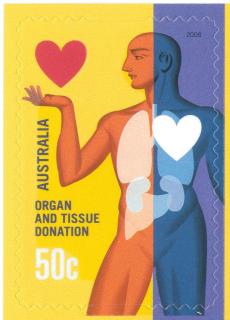 Australia-2008-Organ-Tissue-Donation-50-cent-Multi-Pself-adh-die-cut-11-5-x-12-2-IDC-Single-self-adhesive-stamp