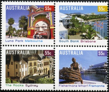 Australia-2008-Tourist-Precincts-4-x-55-cent-Multi-P14-x-14-4-Block-of-4