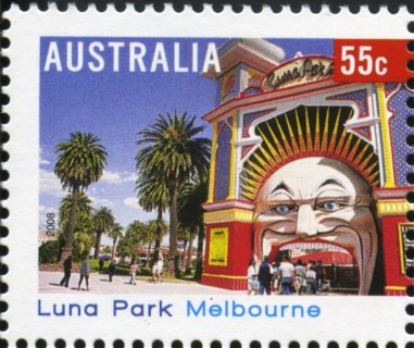 Australia-2008-Tourist-Precincts-55-cent-Multi-P14-x-14-4-Luna-Park-Fun-Fair