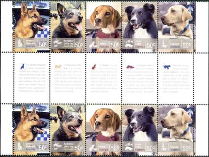 Australia-2008-Working-Dogs-10-x-50-cent-Multi-P14-6-x-13-86-Each-dog-verbally-described-between-pairs-opposite-gutter