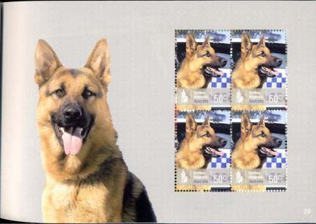 Australia-2008-Working-Dogs-4-x-50-cent-Multi-P14-6-x-13-86-German-Shpherd