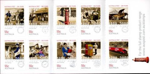 Australia-2009-Australia-Post-200-years-10-x-55-cent-Multi-Pdie-cut-Booklet-of-self-adhesive-stamps