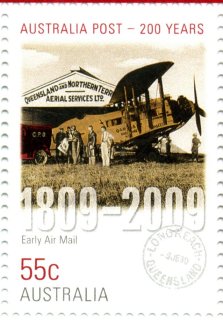 Australia-2009-Australia-Post-200-years-55-cent-Multi-P14-6-x-13-86-Early-air-mail-SG3162