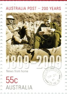 Australia-2009-Australia-Post-200-years-55-cent-Multi-P14-6-x-13-86-News-from-home-wartime-SG3161