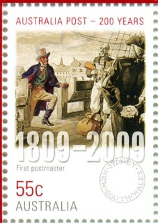 Australia-2009-Australia-Post-200-years-55-cent-Multi-P14-6-x-13-86-The-first-postmaster-SG3158