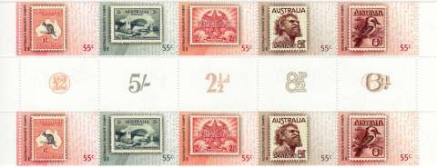 Australia-2009-Australia-Post-200-years-Series-B-Australias-Favourites-10-x-55-cent-Multi-P13-86-x-14-6-Decorative-gutter-stripf-of-10