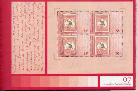 Australia-2009-Australia-Post-200-years-Series-B-Australias-Favourites-4-x-55-cent-Multi-P13-86-x-14-6-Block-of-2-x-2-on-artistic-background-of-sheet-stamp-5345-SG