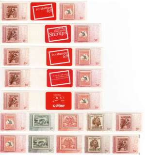 Australia-2009-Australia-Post-200-years-Series-B-Australias-Favourites-5-x-55-cent-Multi-Pdie-cut-All-5-stamps-on-a-strip-from-a-roll-of-100-self-adhesive-Two-types