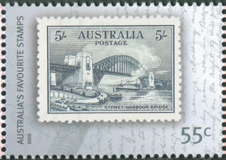 Australia-2009-Australia-Post-200-years-Series-B-Australias-Favourites-55-cent-Multi-P13-86-x-14-6-Stamp-on-stamp_1