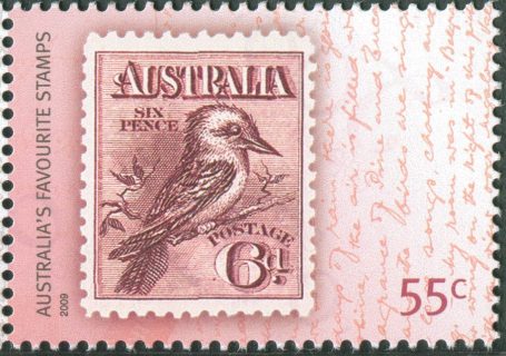 Australia-2009-Australia-Post-200-years-Series-B-Australias-Favourites-55-cent-Multi-P13-86-x-14-6-Stamp-on-stamp_4