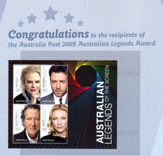 Australia-2009-Australian-Film-Industry-Awards-2009-4-x-55-cent-Multi-P13-86-x-14-6-Four-Miniature-sheets-are-in-a-3-part-folder-with-a-release-date-close-to-that-noted-SGMS