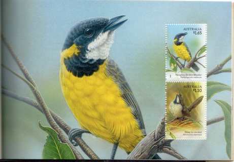 Australia-2009-Australian-Songbirds-1-65-dollar-Multi-P14-6-x-13-86-Has-pairs-of-the-sheet-stamps