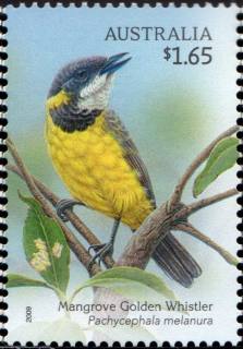 Australia-2009-Australian-Songbirds-1-65-dollar-Multi-P14-6-x-13-86-Mangrove-Golden-Whistler-bird