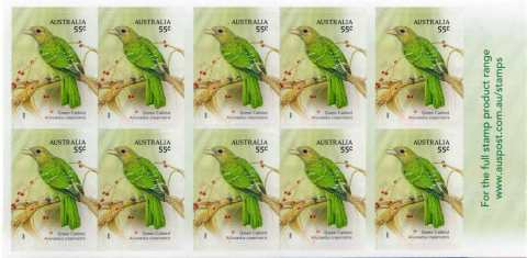 Australia-2009-Australian-Songbirds-10-x-55-cent-Multi-PDie-cut-10-of-the-55-cent-stamps-of-design-5393-SG