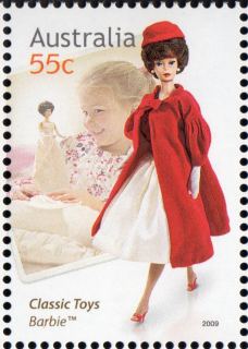 Australia-2009-Classic-Toys-55-cent-Multi-P13-86-x-14-6-Barbie-doll-in-red-cloak