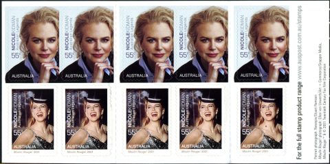 Australia-2009-Legends-2009-series13-Legends-of-the-Screen-10-x-55-cent-Multi-Pdie-cut-Nicole-Kidman-self-adhesive-five-each-of-5261-and-5266-Similar-booklets-of-10-for-each