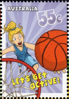 Australia-2009-Lets-Get-Active-55-cent-Multi-P14-6-x-13-86-Basketball