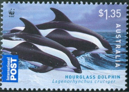 Australia-2009-WWF-Dolphins-of-the-Australian-Coastline-1-35-dollar-Multi-P13-86-x-14-6-Hourglass-dolphin-Lagenorhynchus-cruciger-from-cold-islands-like-Heard-and-Macquarie-SG3