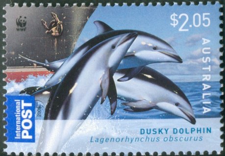 Australia-2009-WWF-Dolphins-of-the-Australian-Coastline-2-05-dollar-Multi-P13-86-x-14-6-Dusky-dolphin-Lagenorhynchus-obscurus-is-aerobatic