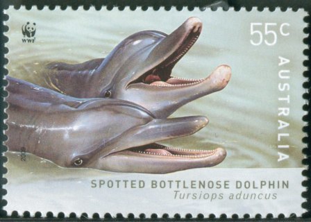 Australia-2009-WWF-Dolphins-of-the-Australian-Coastline-55-cent-Multi-P13-86-x-14-6-Spotted-bluenose-dolphin-Tursiops-aduncus-from-non-tropical-coastal-waters-including-Monkey-M