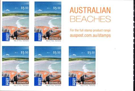 Australia-2010-Australian-Beaches-International-Stamps-5-x-1-5-dollar-Multi-Pdie-cut-There-is-also-a-booklet-of-5-x-2-20-stamps-not-shown-here-SG