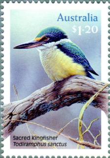 Australia-2010-Australian-Kingfishers-1-2-dollar-Multi-P14-6-x-13-86-Sacred-Kingfisher-Todiramphus-sanctus-SG3506