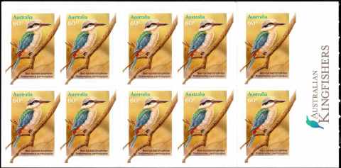 Australia-2010-Australian-Kingfishers-10-x-60-cent-Multi-PDie-cut-Ten-of-60-cent-red-backed-kingfisher-SG