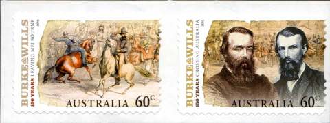 Australia-2010-Burke-Wills-explorers-150-years-4-x-60-cent-Multi-PDie-cut-As-used-in-rolls-of-100-stamps-in-boxes-SG