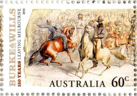 Australia-2010-Burke-Wills-explorers-150-years-60-cent-Multi-P13-86-x-14-6-Leaving-Melbourne