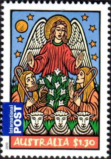 Australia-2010-Christmas-2010-1-3-dollar-Multi-P14-6-x-13-86-Angel-and-Shepherds