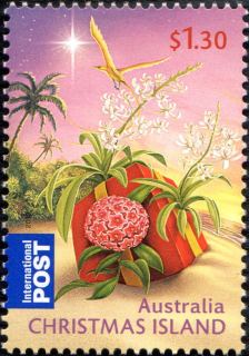 Australia-2010-Christmas-Island-Christmas-2010-1-3-dollar-Multi-P13-86-x-14-6-Hoya-vine-and-Ridleys-Orchid-SG