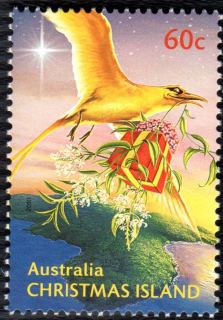 Australia-2010-Christmas-Island-Christmas-2010-60-cent-Multi-P13-86-x-14-6-Golden-Bosunbird-with-red-boxed-gift-SG