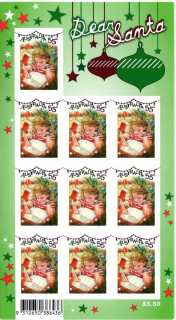 Australia-2010-Dear-Santa-2010-10-x-55-cent-Multi-PDie-cut-Green-sheet-with-girl-writing-wish-list-SG